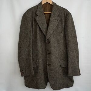 W. BILL LTD. BOND STREET LONDON WOOL Brown/Gree TWEED BLAZER Scottish Wool SZ 46